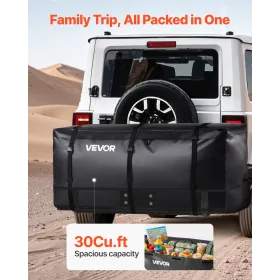 Hitch Cargo Carrier Bag, Waterproof 840D PVC, 60.24 x 24.02 x 35.94 in (30 Cubic Feet), Heavy Duty Cargo Bag for Truck Bed Stora