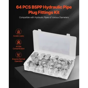 64 STK BSPP hydrauliske fittings, hydraulisk hætte og stiksæt