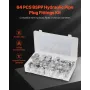 VEVOR 64 PCS BSPP Hydraulic Fittings, Hydraulic Cap and Plug Kit with Precision Threading, Galvanized Steel Heavy Duty Hydraulic