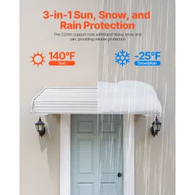 VEVOR Aluminum Awning 60 x 42 in, Durable Window Awning Door Canopy, Lightweight and Stable Aluminum Awnings for Doors Exterior 