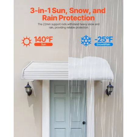 Aluminum Awning 60 x 42 in, Durable Window Awning Door Canopy, Lightweight and Stable Aluminum Awnings for Doors Exterior Rain S