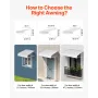 Aluminum Awning 60 x 42 in, Durable Window Awning Door Canopy, Lightweight and Stable Aluminum Awnings for Doors Exterior Rain S