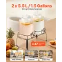 VEVOR drikkevaredispenser, 2 pakke 5,5 l drikkevareautomater til fester, glasjuicedispenser med metalstativ, rustfri stålspind