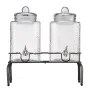 Beverage Dispenser, 2 Pack 5.5L Drink Dispensers for Parties, Glass Juice Dispenser with Metal Stand, Stainless Steel Spigot, Ic