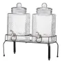 Beverage Dispenser, 2 Pack 5.5L Drink Dispensers for Parties, Glass Juice Dispenser with Metal Stand, Stainless Steel Spigot, Ic