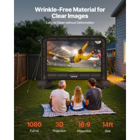 VEVOR 14 ft Inflatable Movie Screen, 600D Washable Inflatable Projector Screen with Portable Storage Bag, 16:9 Easy Set Up Movie