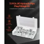 VEVOR 72 PCS JIC Hydraulic Fittings, Heavy Duty Master Industrial Hydraulic Cap and Plug, Hose Tube and Pipe Fitting Kit Cap and