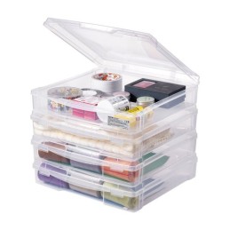 ook Paper Storage 4 Pack Stackable Plastic Board Game Boxes Clear Case