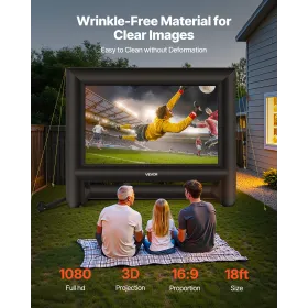 18 ft Inflatable Movie Screen, 600D Washable Inflatable Projector Screen with Portable Storage Bag, 16:9 Easy Set Up Movie Proje