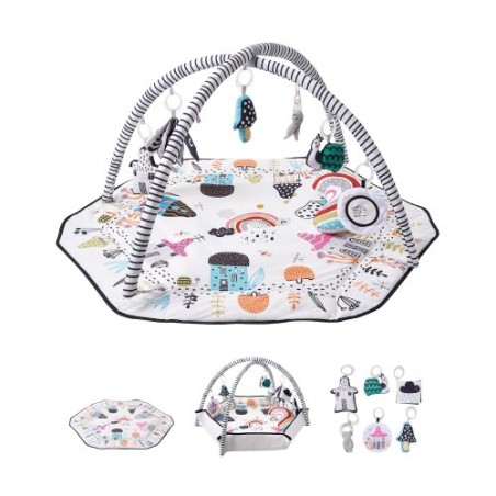 Baby Play Gym Mat Tummy Time Activity Mat with 6 Sensory Toy 41.7" x 41.7"
