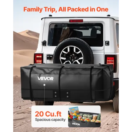 Hitch Cargo Carrier Bag, Waterproof 840D PVC, 59.84 x 24.02 x 24.41 in (20 Cubic Feet), Heavy Duty Cargo Bag for Truck Bed Stora