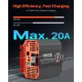 VEVOR 12V 20A DC til DC batterioplader, 250W, indbygget batterioplader til bly-syre, lithium, AGM, GEL og oversvømmede