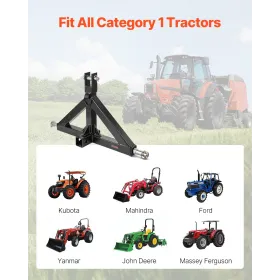 VEVOR 3 Point Hitch Receiver with 2 in Receiver, 3pt Quick Hitch Attachment, 3,000 lbs Capacity, Heavy Duty Tractor Tow Drawbar 