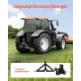 VEVOR 3-punkts trækmodtager med 2 i modtager, 3 pkt Quick Hitch-tilbehør, 3.000 lbs kapacitet, Heavy Duty traktortræktræk