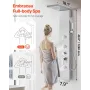Shower Panel Tower System with Rainfall Waterfall Shower Head, 53 in Brushed Stainless Steel Shower Column, 5-Function Faucet, W