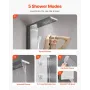 Shower Panel Tower System with Rainfall Waterfall Shower Head, 53 in Brushed Stainless Steel Shower Column, 5-Function Faucet, W