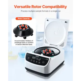 VEVOR Centrifuge Machine, 100-2100xg RCF Electric Laboratory Centrifuge Machine with 1 Rotor for 2/5/10/15/50ml Tube Capacity, L