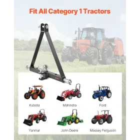 VEVOR 3 Point Hitch Receiver with 2 in Receiver, 3pt Quick Hitch Attachment, 6,000 lbs Capacity, Heavy Duty Tractor Tow Drawbar 