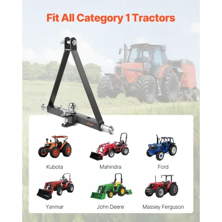 VEVOR 3-punkts-ophængsmodtager med 2-i-modtager, 3-punkts hurtigkobling, 6.000 lbs kapacitet, kraftig traktortræktræk