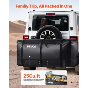 VEVOR Hitch Cargo Carrier Bag, Vandtæt 840D PVC, 59,84 x 24,02 x 30,63 in (25 Kubikfod), Heavy Duty Cargo Bag til lastbil seng