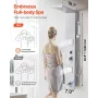 Shower Panel Tower System with Rainfall Waterfall Shower Head, 53 in Brushed Stainless Steel Shower Column, 5-Function Faucet, W