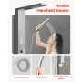 Shower Panel Tower System with Rainfall Waterfall Shower Head, 53 in Brushed Stainless Steel Shower Column, 5-Function Faucet, W