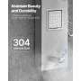 Shower Panel Tower System with Rainfall Waterfall Shower Head, 53 in Brushed Stainless Steel Shower Column, 5-Function Faucet, W