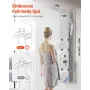 Shower Panel Tower System with Rainfall Shower Head, 49 in Brushed Stainless Steel Shower Column, 3-Function Faucet, High Pressu