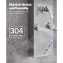 Shower Panel Tower System with Rainfall Shower Head, 49 in Brushed Stainless Steel Shower Column, 3-Function Faucet, High Pressu