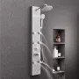 Shower Panel Tower System with Rainfall Shower Head, 49 in Brushed Stainless Steel Shower Column, 3-Function Faucet, High Pressu