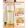 VEVOR Beverage Dispenser, 13L Drink Dispensers for Parties, Glass Juice Dispenser with Wood Stand, Stainless Steel Spigot, Iced 