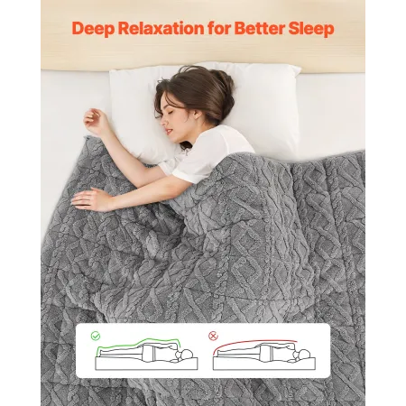 VEVOR vægtet tæppe, 20 lbs, 60 x 80 i Queen Size, Sherpa Fleece Heavy tæppe med glasperler, Blødt Varm Hyggelig Fluffy Touch