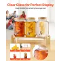 VEVOR Beverage Dispenser, 3 Pack 3.8L Drink Dispensers for Parties, Glass Juice Dispenser with Wood Stand, Stainless Steel Spigo