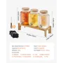 Beverage Dispenser, 3 Pack 3.8L Drink Dispensers for Parties, Glass Juice Dispenser with Wood Stand, Stainless Steel Spigot, Inf