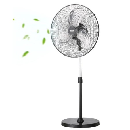 20" Industrial Pedestal Fan 3-Speed Oscillating Fan Height Adjustable