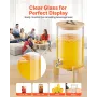 VEVOR Beverage Dispenser, 8L Drink Dispensers for Parties, Glass Juice Dispenser with Wood Stand, Stainless Steel Spigot, Iced T