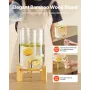 Beverage Dispenser, 8L Drink Dispensers for Parties, Glass Juice Dispenser with Wood Stand, Stainless Steel Spigot, Iced Tea Lem