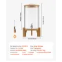 VEVOR Beverage Dispenser, 8L Drink Dispensers for Parties, Glass Juice Dispenser with Wood Stand, Stainless Steel Spigot, Iced T