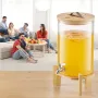 VEVOR Beverage Dispenser, 8L Drink Dispensers for Parties, Glass Juice Dispenser with Wood Stand, Stainless Steel Spigot, Iced T