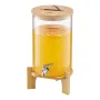 Beverage Dispenser, 8L Drink Dispensers for Parties, Glass Juice Dispenser with Wood Stand, Stainless Steel Spigot, Iced Tea Lem