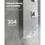 Shower Panel Tower System with Rainfall Shower Head, 53 in Brushed Stainless Steel Shower Column, 3-Function Faucet, High Pressu