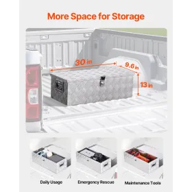 VEVOR Heavy Duty Aluminum Truck Bed Værktøjskasse, Stripes Plated Værktøjskasse med sidehåndtag og låsenøgler,