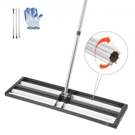 36x10in Lawn Leveling Rake with 83.9 in Adjustable Handle for Yard Garden