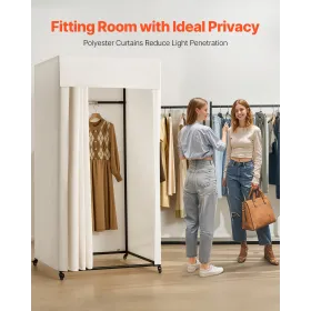 VEVOR Fitting Room, Moveable Dressing Room with Thick Curtains, Privacy Space with Casters and a Sturdy Metal Hook, for Boutique