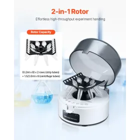 VEVOR Mini Centrifuge Machine, 3013xg RCF Electric Laboratory Centrifuge Machine with 2-in-1 Rotor for 0.2/1.5/2ml Tube Capacity