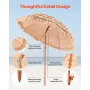 VEVOR Tiki Umbrella, 6 ft Thatched Patio Umbrella with Tilt, Hawaiian Style Beach Parasol with Durable PP Thatch and 8 Metal Rib