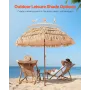 VEVOR Tiki Umbrella, 6.5 ft Thatched Patio Umbrella with Tilt, Hawaiian Style Beach Parasol with Durable PP Thatch and 8 Metal R