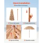 Tiki Umbrella, 6.5 ft Thatched Patio Umbrella with Tilt, Hawaiian Style Beach Parasol with Durable PP Thatch and 8 Metal Ribs, G