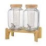 VEVOR Beverage Dispenser, 2 Pack 3.8L Drink Dispensers for Parties, Glass Juice Dispenser with Wood Stand, Stainless Steel Spigo