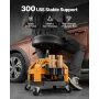 Rolling Shop Stool, Heavy-Duty Pneumatic Garage Seat with 300 lbs Capacity, Adjustable Height Roller Creeper Seat, 360° Swivel P